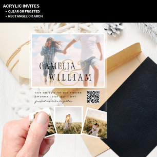 ACRYLIC Wedding Invites PHOTO Qr Code RSVP Invitations