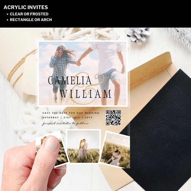 ACRYLIC Wedding Invites PHOTO Qr Code RSVP Invitations (Creator Uploaded)
