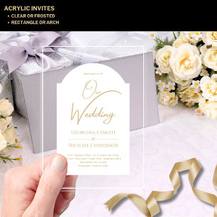 ACRYLIC Wedding Invites WHITE GOLD Unique Modern  Invitations