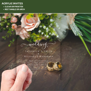 ACRYLIC Wedding Invites WHITE TEXT Bold Initials Acrylic Invitations