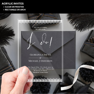 ACRYLIC Wedding Invites WHITE TEXT Lace Modern  Invitations