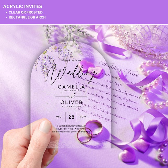 ACRYLIC Wedding Invites Wisteria Flowers Clear Acrylic Invitations (Creator Uploaded)