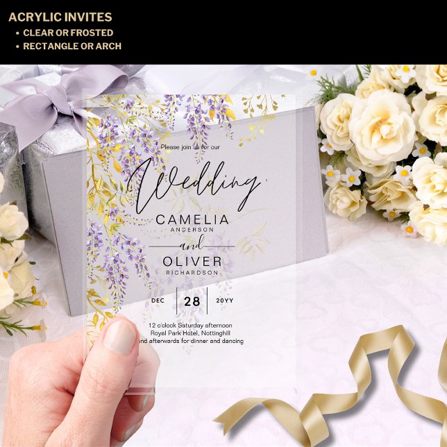 ACRYLIC Wedding Invites Wisteria Purple Floral  Invitations (Creator Uploaded)