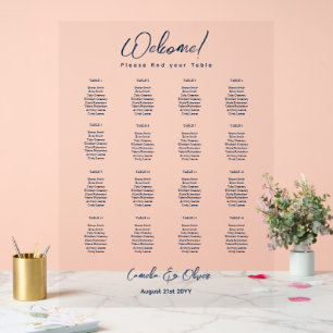 ACRYLIC WEDDING SEATING TABLE CHART 16 Table Navy
