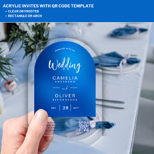 ACRYLIC WEDDING Sky Blue Ombre QR Code RSVP Acrylic Invitations