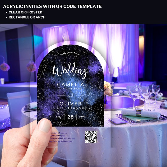 ACRYLIC WEDDING Starry Night Galaxy QR Code RSVP Invitations (Creator Uploaded)