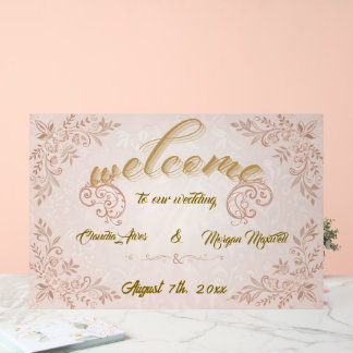  Acrylic Wedding Welcome Sign with Floral D