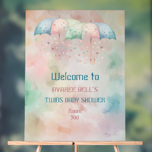 Acrylic Welcome Sign Twins Boy and Girl Shower 