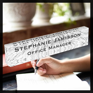 Acrylic White Floral Macro Abstract Name Title Nameplate