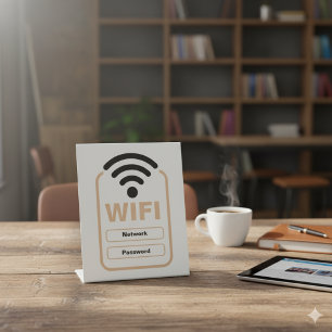Acrylic WiFi Network and Password Display Stand Pedestal Sign