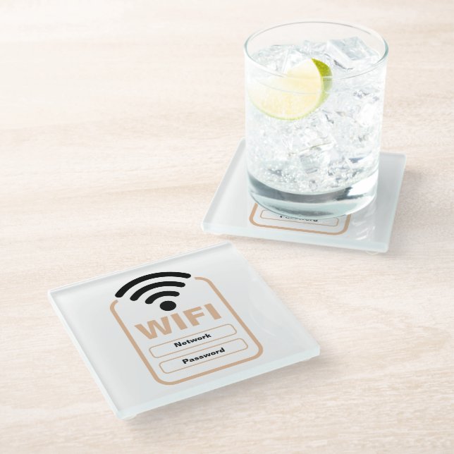 Acrylic WiFi Network Password Display Stand Hotel Glass Coaster (Angled)