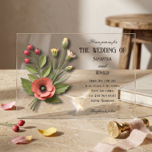 Acrylic Wildflower Garden Wedding Invitation