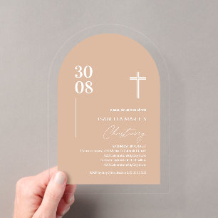 Acrylique Blush rose Christening Invitation