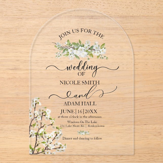 Acrylique Mariage Verdure Et Fleurs Invitation (Recto)