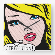 Acrylique Mur Horloge pop art "PERFECTION".