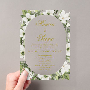 Acrylique verte faire-part de mariage espagnole