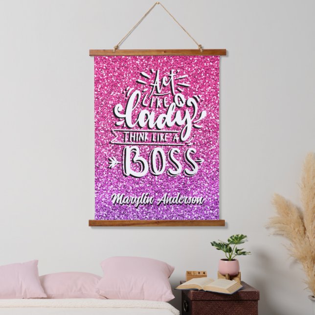 ACT LIKE A LADY THINK LIKE A BOSS CUSTOM HANGING TAPESTRY (Bedroom)