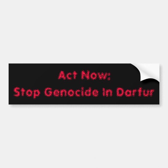 Act Now:Stop Genocide In Darfur Bumper Sticker (Front)