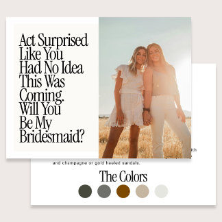 Act Surprised Funny Retro Photo Be My Bridesmaid Postcard
