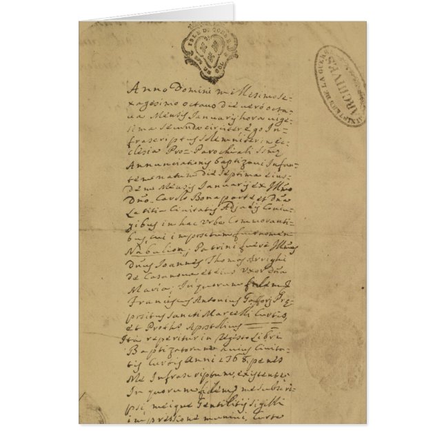 Acte de la naissance du napoléon, 1769 (Devant)