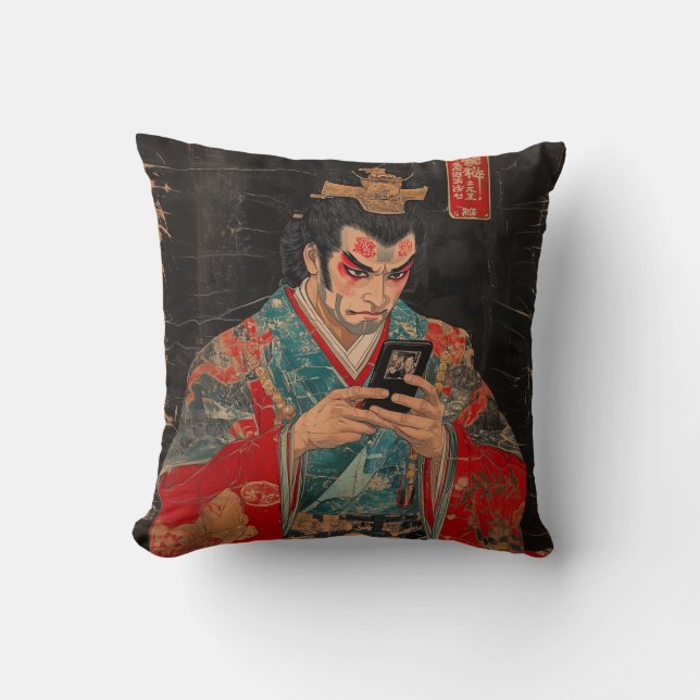 Acteur Kabuki avec oreiller à lancer de téléphone  (Recto)