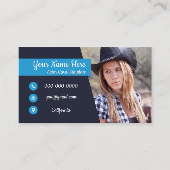 Acting Photo Card Template Headshot Actor  (Front)