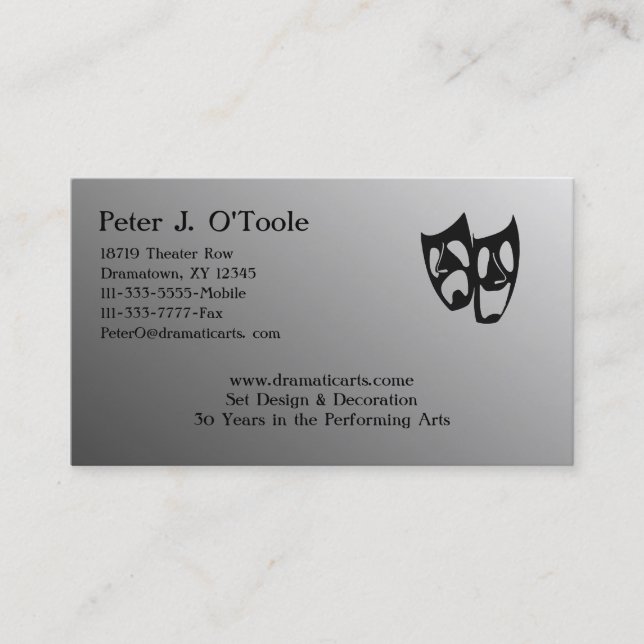 Acting & Theatre Arts Business Card (Front)