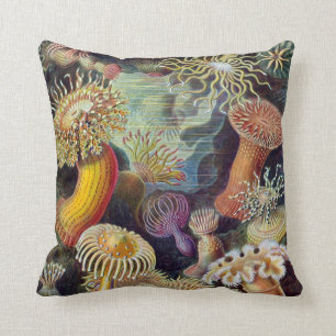 Actiniae by Ernst Haeckel Throw Pillow