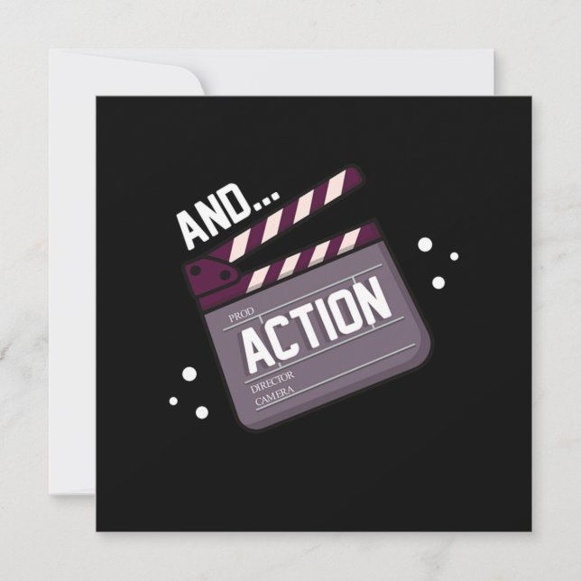 Action Acting Clapperboard Actor Actress Movie Gif Invitation (Front)