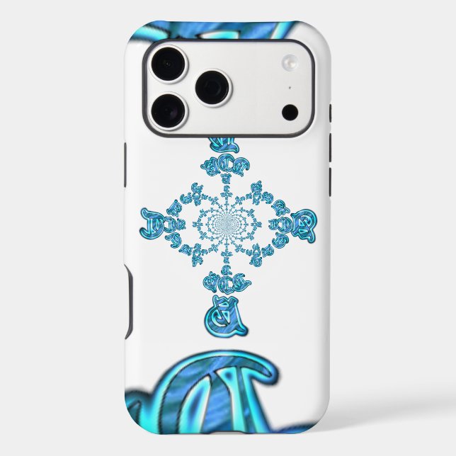 Action Cyan Teal Abstract Graffiti Art Print (Back)