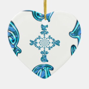 Action Cyan Teal Abstract Graffiti Art Print Ceramic Ornament