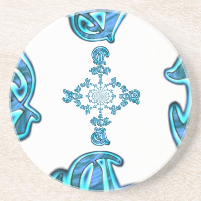 Action Cyan Teal Abstract Graffiti Art Print Coaster (Front)