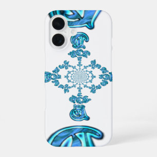 Action Cyan Teal Abstract Graffiti Art Print iPhone 16 Case