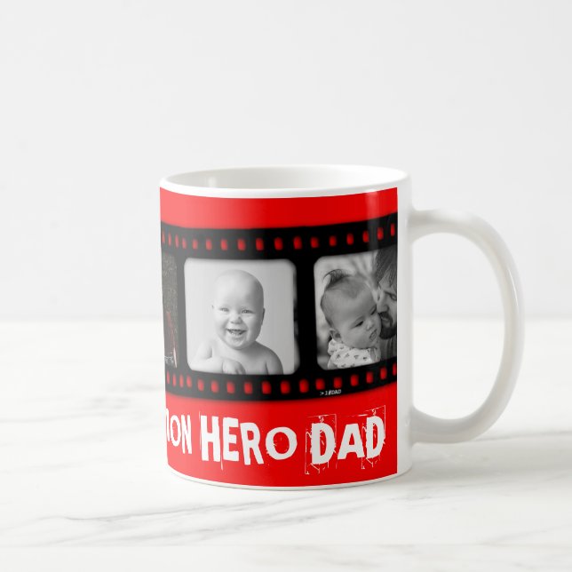 Action héros Papa 5 photos film bande rouge mug (Droite)