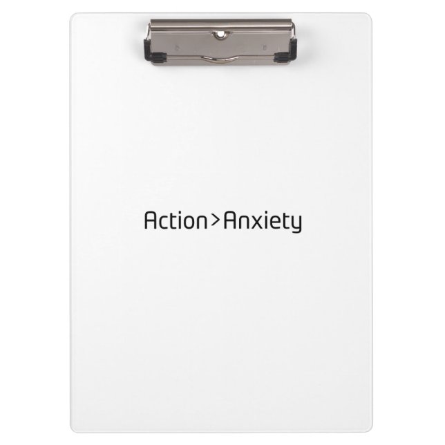 Action Over Anxiety Minimalist Professional  Clipboard (Front)