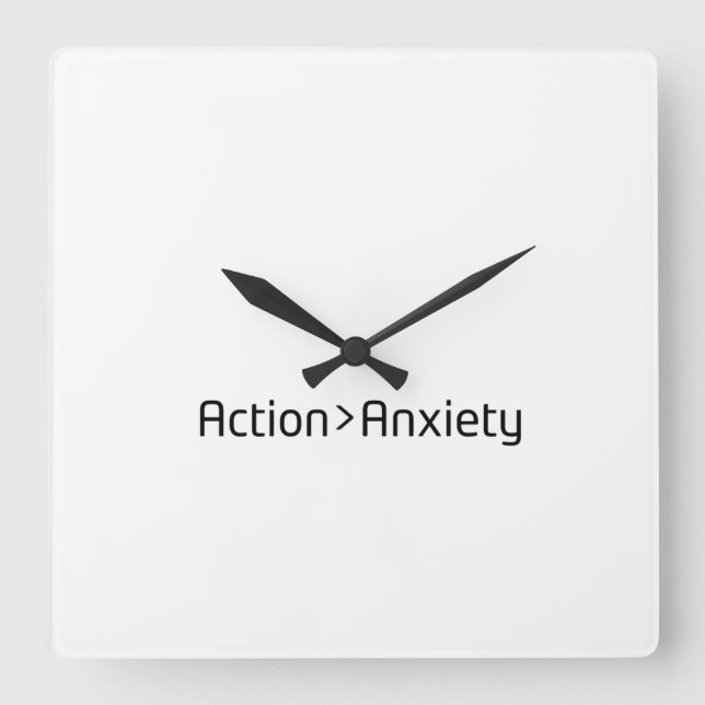 Action Over Anxiety Minimalist Square Clock (Front)