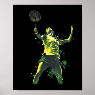 Action-packed Woman Playing Badminton  Poster