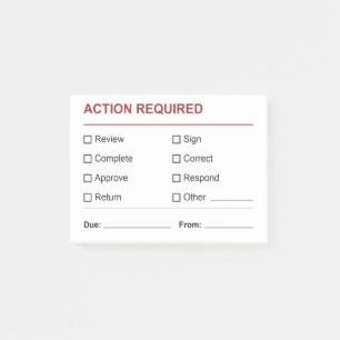 Action Required Checklist Review Post-it Notes