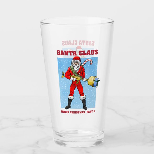 Action Santa is ready for Christmas Glass (Front)