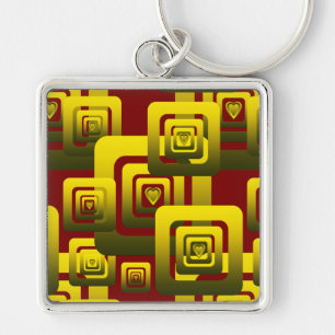 Activate My Heart Pattern Golden Keychain