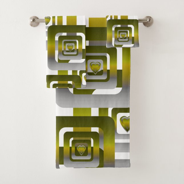 Activate My Heart Pattern Silver Bath Towel Set (Insitu)