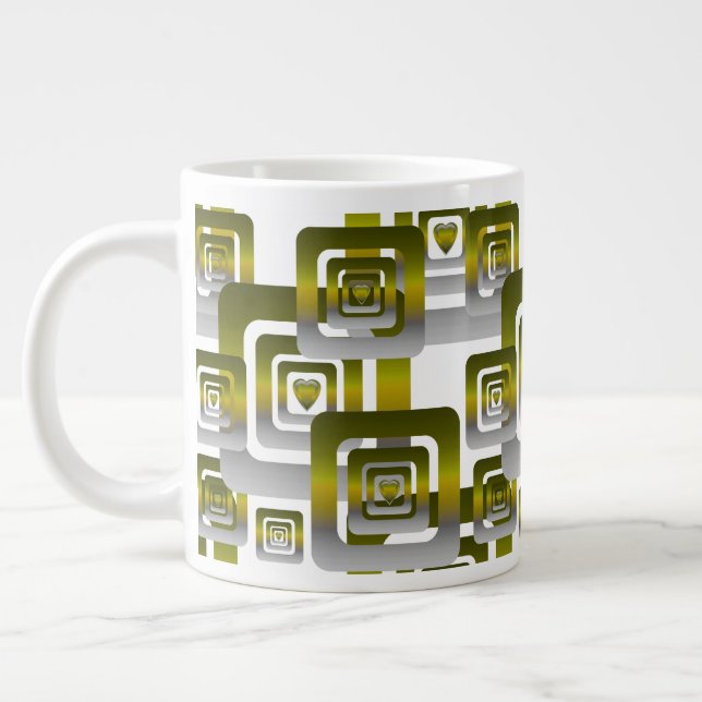 Activate My Heart Pattern Silver Large Coffee Mug (Left)