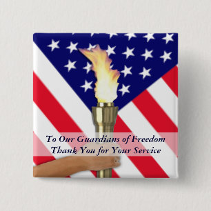 Active Duty Military or Retired Veterans Thank You 2 Inch Square Button
