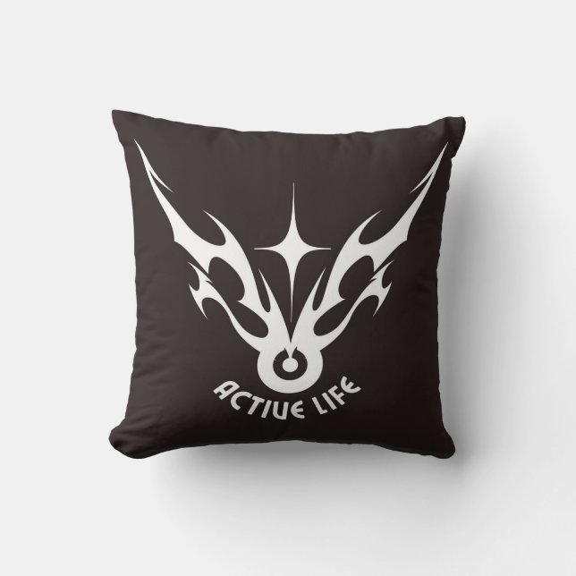 Active Life – Tribal Wings Star Emblem Throw Pillow (Front)