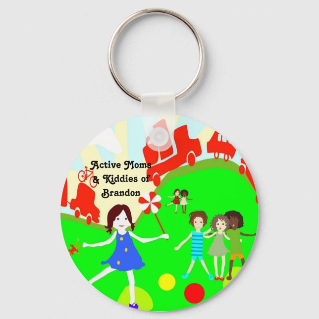 Active Moms Logo Buttons Keychain (Front)