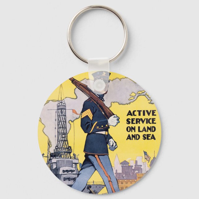 Active Service on Land and Sea Keychain (Front)