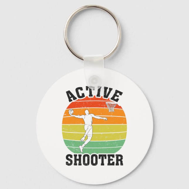 Active Shooter Sketll Player Retro Sket Lover Vint Keychain (Front)