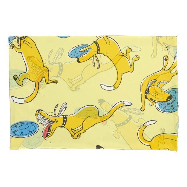 Activity dogs: frisbee sports pattern pillowcase (Front)