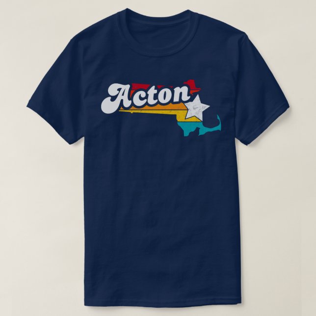 Acton Massachusetts Vintage Distressed Souvenir 2 T-Shirt (Design Front)