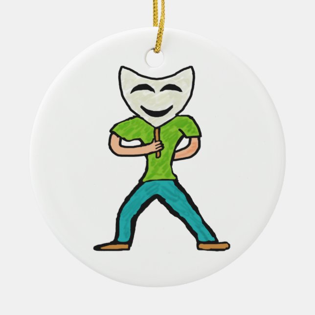 Actor Acting With Mask Ceramic Ornament (Front)